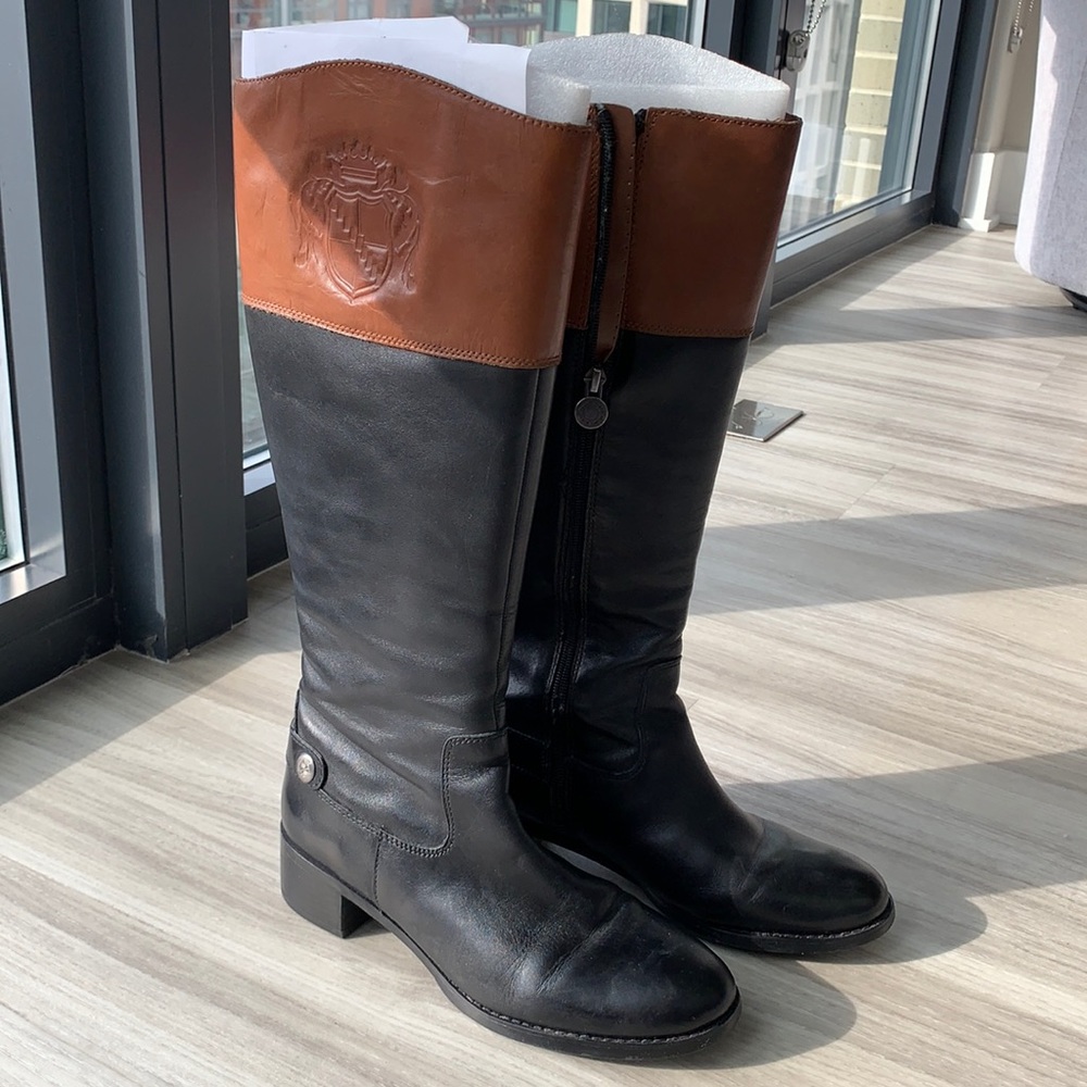 Franco Sarto Roding Boots, Size 7.5, Black and Tan